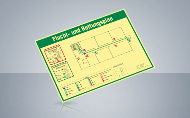 Fluchtplan Rettungsplan langnachleuchtend SECUglow® Fluchtplan Rettungsplan langnachleuchtend SECUglow®