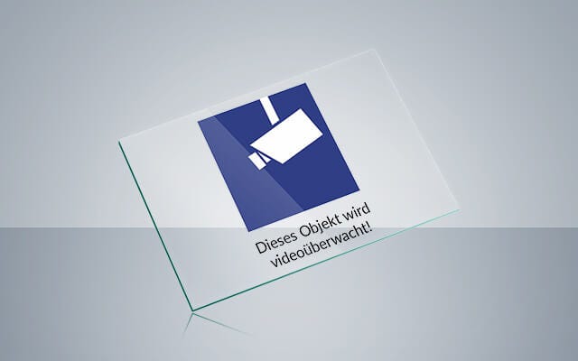 Transparentes Hinweisschild zur Videoüberwachung aus UV-beständigem Acrylglas für die Betriebsausstattung