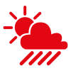 Symbol für Wetterbeständigkeit - Sonne und Regenwolke