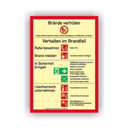 Brandschutzordnung gemäß DIN 14096 mit Handfeuermelder