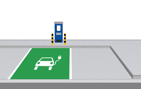 Bodenmarkierung Parkplatz E-Autos grün