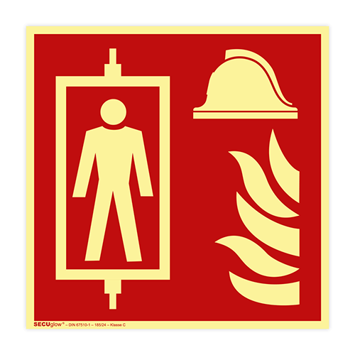Brandschutzzeichen für Feuerwehraufzug