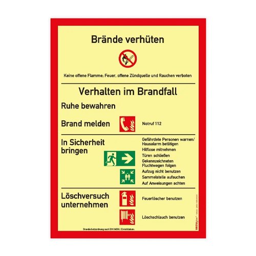 Sicherheitsaushang für Brandschutzordnung, Verhalten im Ernstfall