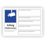 Hinweisschild, Videoüberwachung mit Wunschtext, nach DSGVO Art. 13