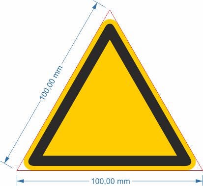 Abmessung der Schenkellänge eines Warnschildes