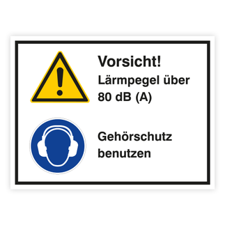 Kombischild, Vorsicht Lärmpegel über 80 dB 