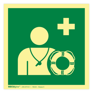 Rettungszeichen Rettungsschwimmer nachleuchtendes Schild