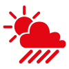 Symbol für Wetterbeständigkeit - Sonne und Regenwolke