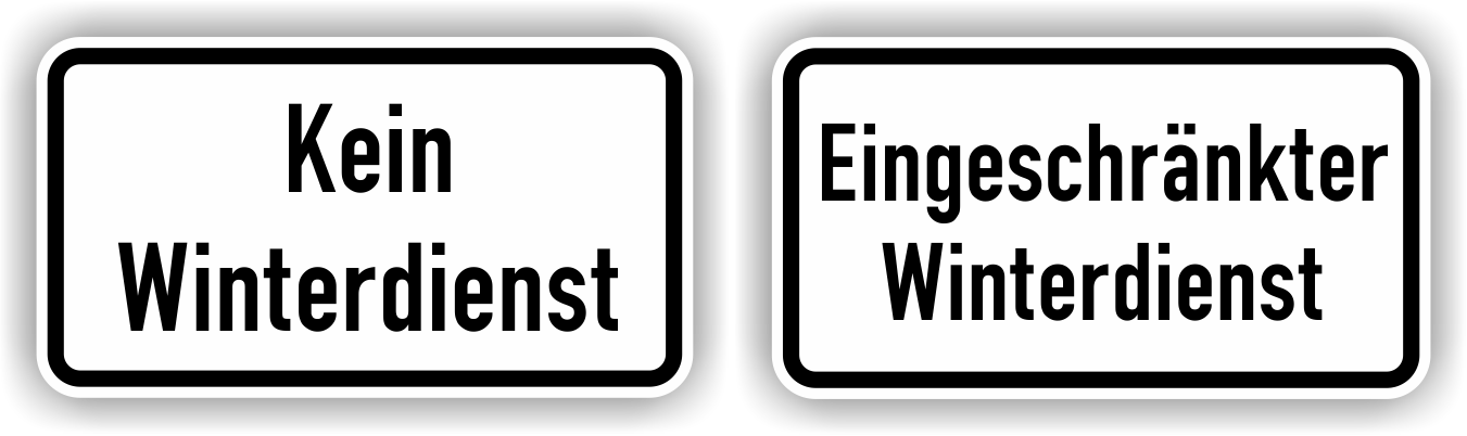 Hinweisschilder - Kein Winterdienst bzw. Eingeschränkter Winterdienst