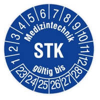 Prüfplakette - STK Medizintechnik gültig bis - Startjahr 2023 - blau