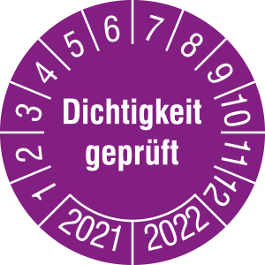 Pr&uuml;fplakette - Dichtigkeit gepr&uuml;ft