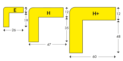 Skizze Winkelprofil Echschutz E, H und H+