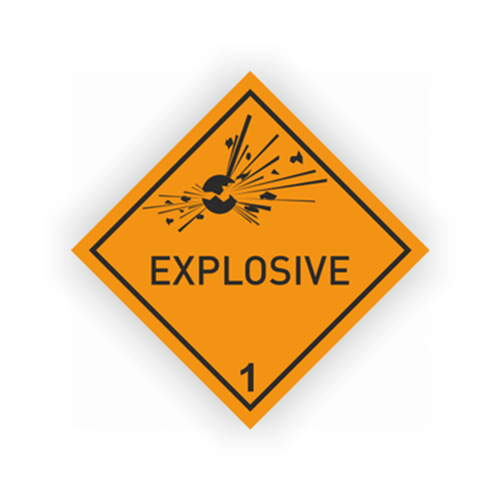 Gefahrzettel der Klasse 1 für Explosives-Gut