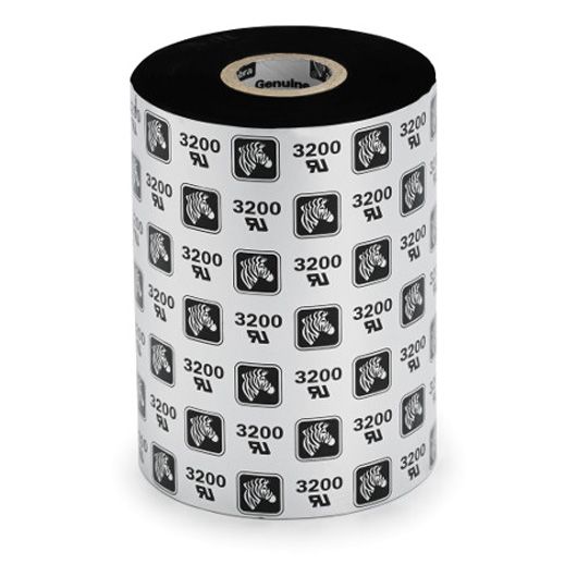 Zebra 3200 Wachs/Harz- Farbband, schwarz, 64 mm x 74 m, Kern-Ø 12,7 mm, Box mit 12 Farbbandrollen