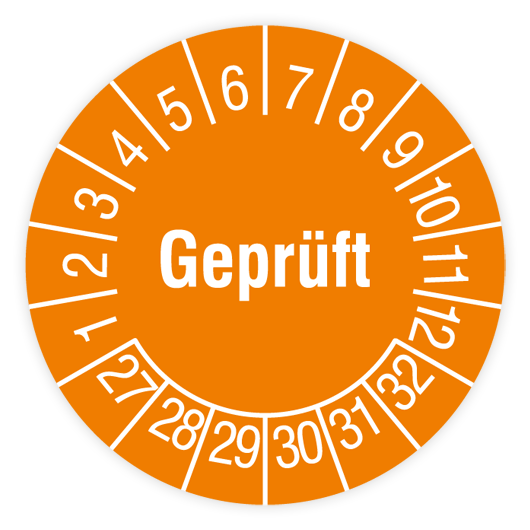 Prüfplakette, Geprüft, 2027, Dokumentenfolie, Ø 20 mm, Rolle