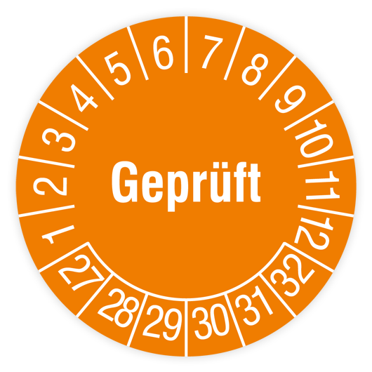 Prüfplakette, Geprüft, 2027, Standardfolie, Ø 30 mm, Rolle