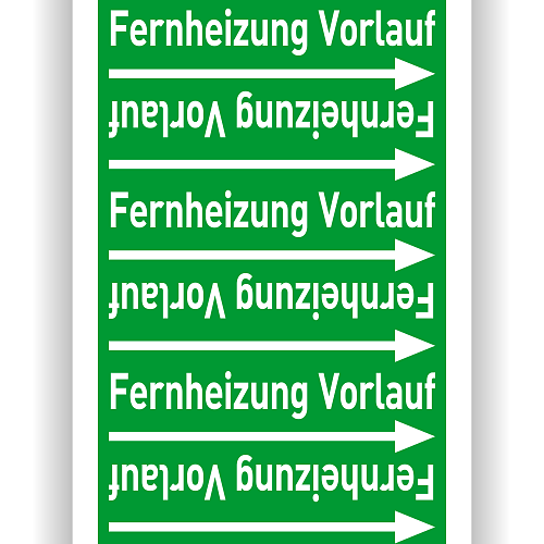 Rohrleitungsband  Fernheizung Vorlauf nach DIN 2403 für Ø < 50 mm, Wasser Gruppe 1