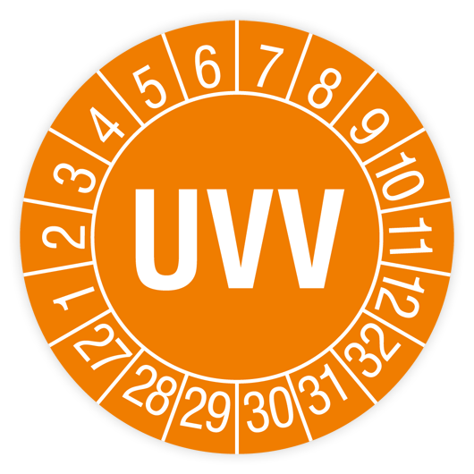 Prüfplakette Unfallverhütungsvorschrift, UVV, 2027, verschiedene Ausführungen