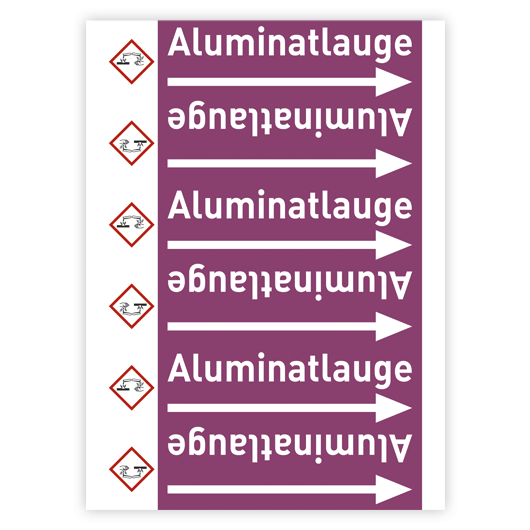 Rohrleitungsband Aluminatlauge nach DIN 2403 für Ø < 50 mm Laugen Gruppe 7
