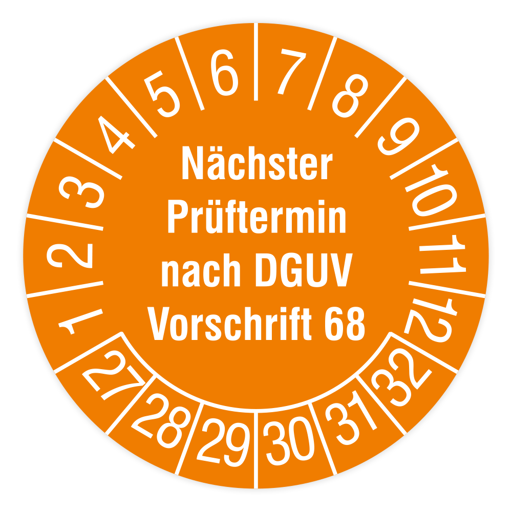 Prüfplakette, Nächster Prüftermin nach DGUV Vorschrift 68, 2027, verschiedene Ausführungen