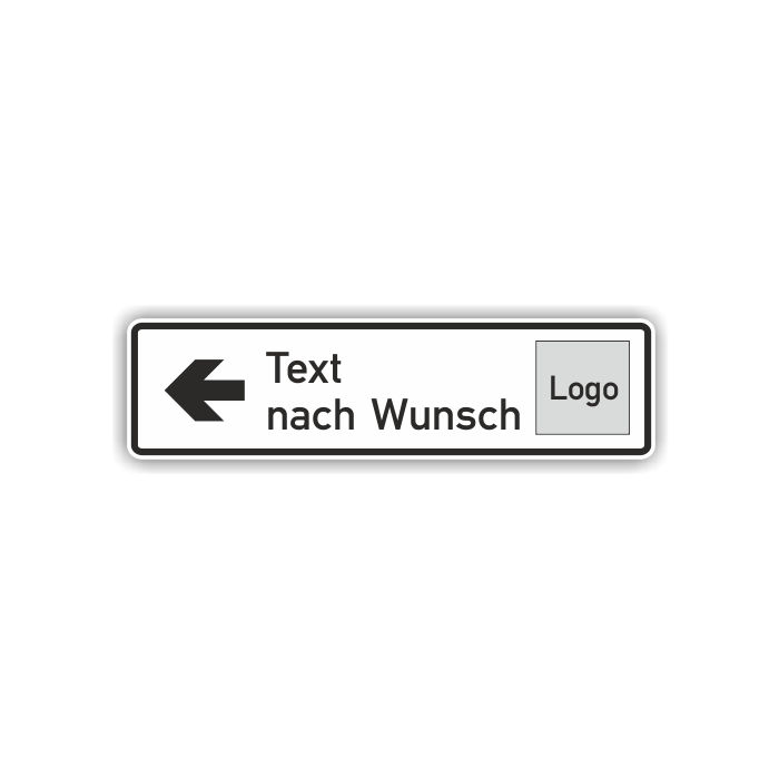 Firmenschild individuell bedruckt, Aluminium 2 mm, 1250 x 333 mm, reflektierend RA1