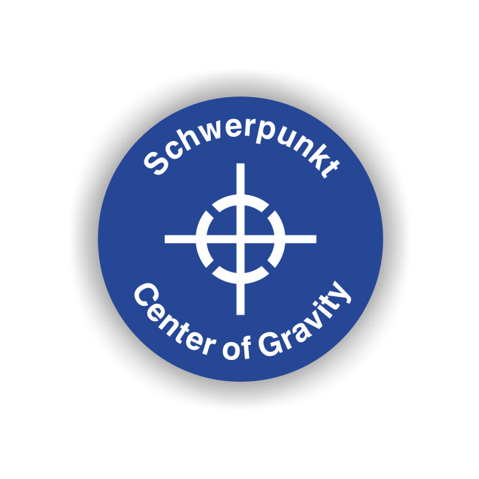 Hinweisetikett, Schwerpunkt, 2-sprachig, Folie, blau