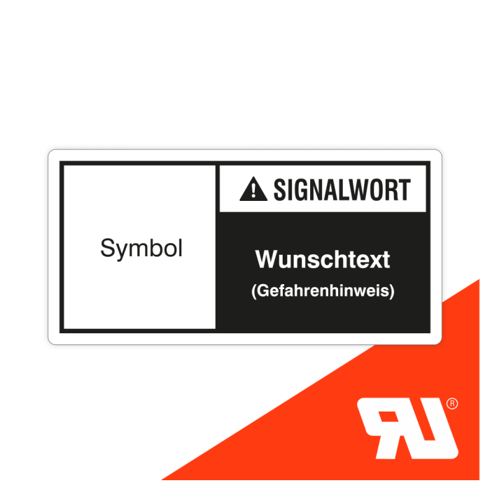 Individuelles Maschinenschild, UL-zertifiziert, nach ANSI Z535, selbstklebende Folie mit Laminat