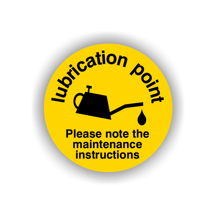 Hinweisetikett, lubrication point, Folie, gelb