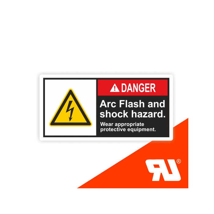 Gerätekennzeichen, Arc Flash and shock hazard, UL-zertifiziert, nach ANSI Z535, Folie