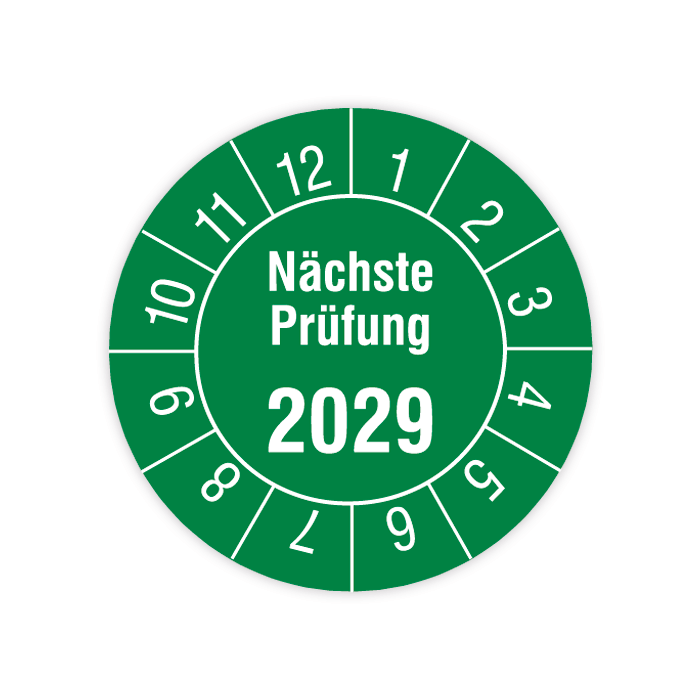 Prüfplakette, Nächste Prüfung 2029, Standardfolie, Ø 40 mm, in vers. Ausführungen
