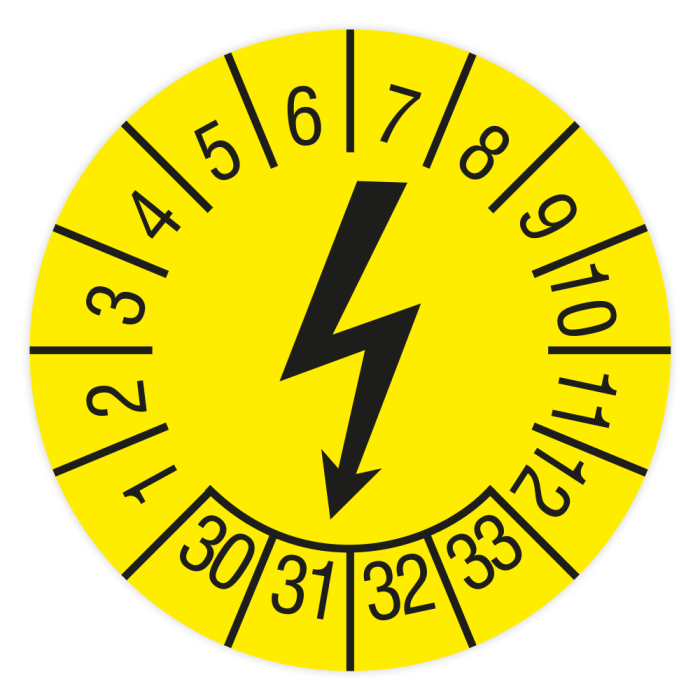 Prüfplakette, Elektrogerät, 2030 - 2033, auf Rolle, in verschiedenen Ausführungen