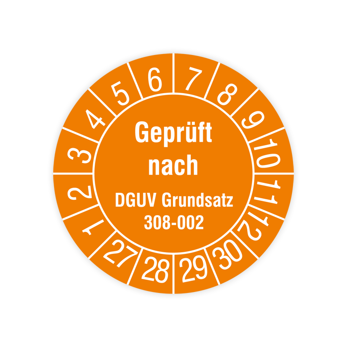 Prüfplakette Hebebühnen, Geprüft nach DGUV Grundsatz 308-002, 2027, verschiedene Ausführungen