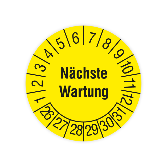 Prüfplakette, Nächste Wartung, Jahr 2026, verschiedene Ausführungen