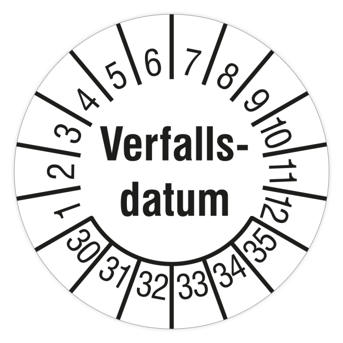 Prüfplakette, Verfallsdatum, 2030 - 2035, in verschiedenen Ausführungen