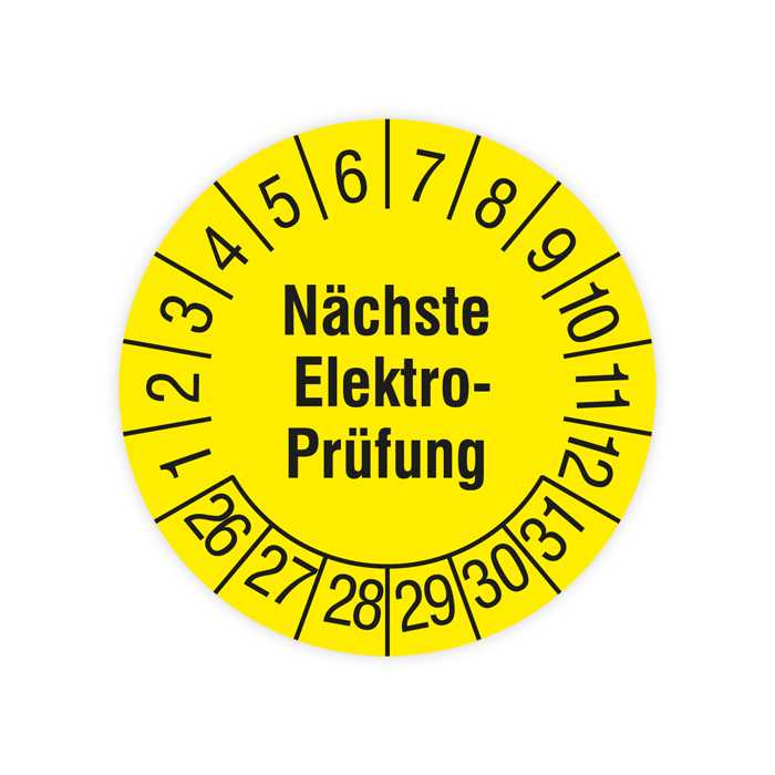 Prüfplakette, Nächste Elektro-Prüfung, 2026, verschiedene Ausführungen