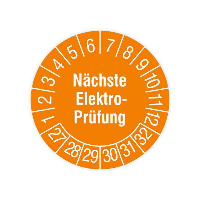 Prüfplakette, Nächste Elektro-Prüfung, 2027, verschiedene Ausführungen