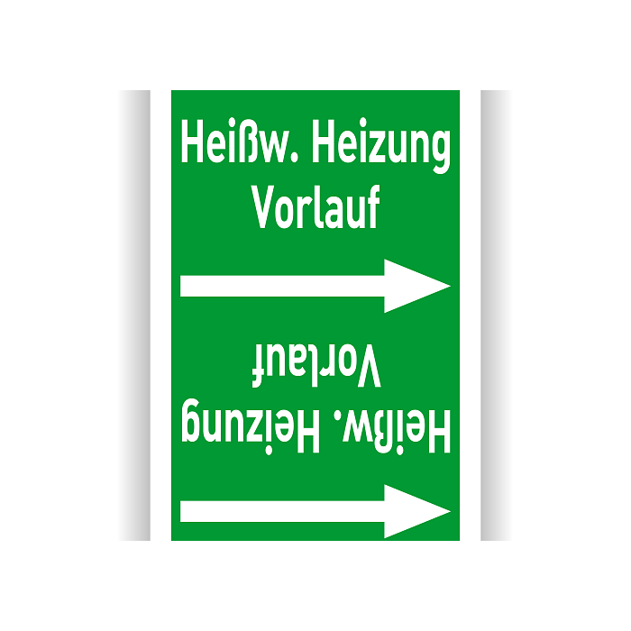 Rohrleitungsband Heißw. Heizung Vorlauf nach DIN 2403, in verschiedenen Ausführungen