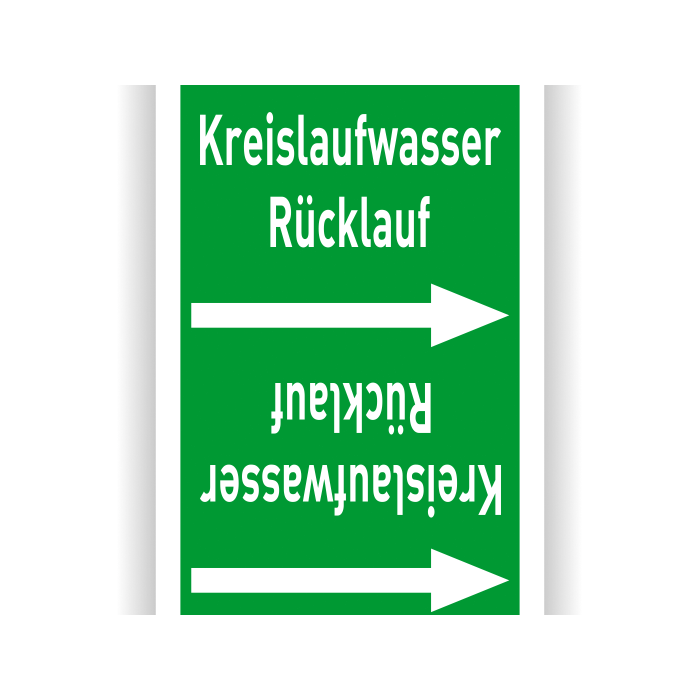 Rohrleitungsband Kreislaufwasser Rücklauf nach DIN 2403, in verschiedenen Ausführungen