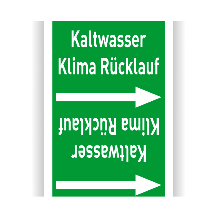 Rohrleitungsband Kaltwasser Klima Rücklauf nach DIN 2403, in verschiedenen Ausführungen
