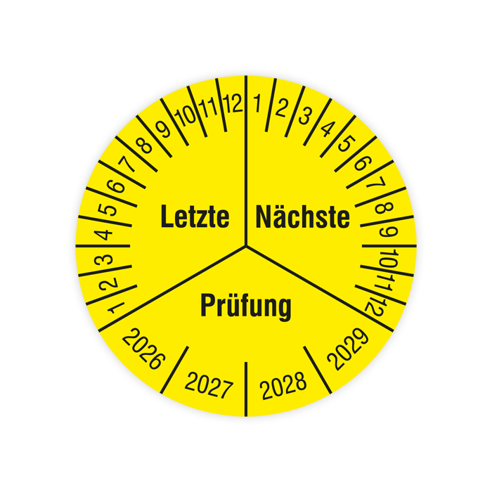 Prüfplakette, Letzte / Nächste Prüfung, 2026, verschiedene Ausführungen