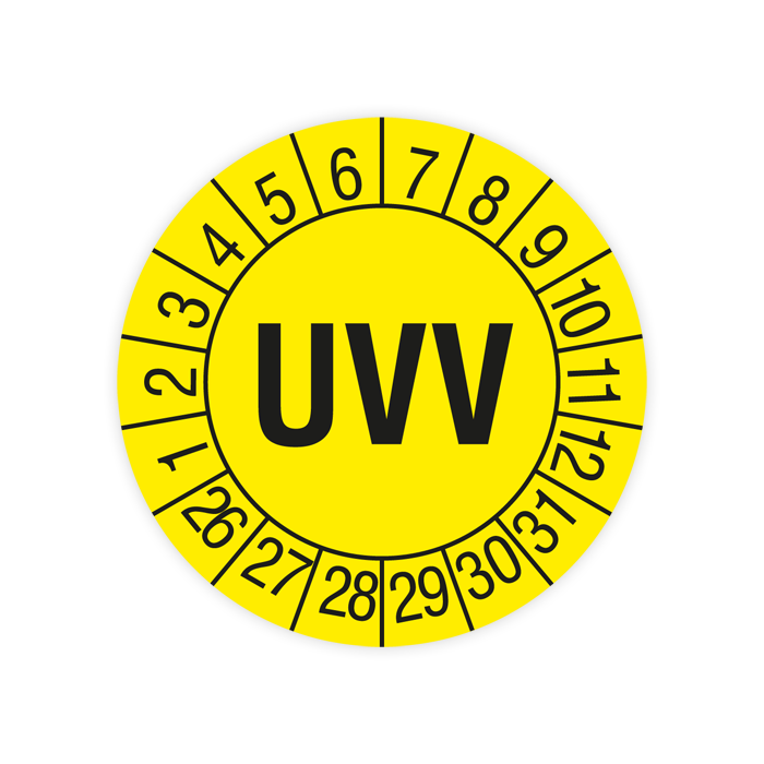Prüfplakette Unfallverhütungsvorschrift, UVV, 2026, verschiedene Ausführungen