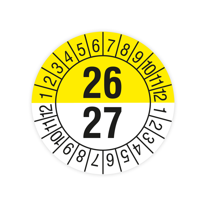 Prüfplakette, 2 Jahre mit Monaten, 2026, verschiedene Ausführungen