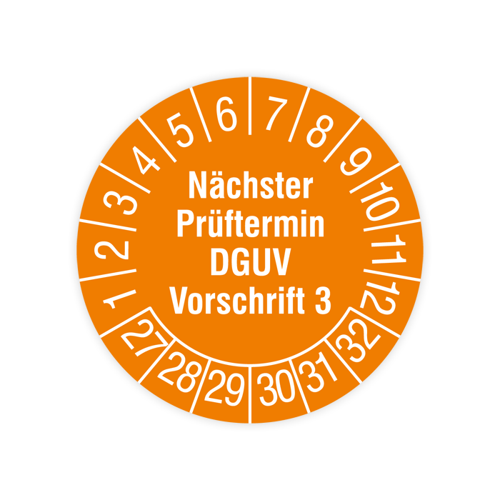 Prüfplakette, Nächster Prüftermin - DGUV Vorschrift 3, 2027, verschiedene Ausführungen