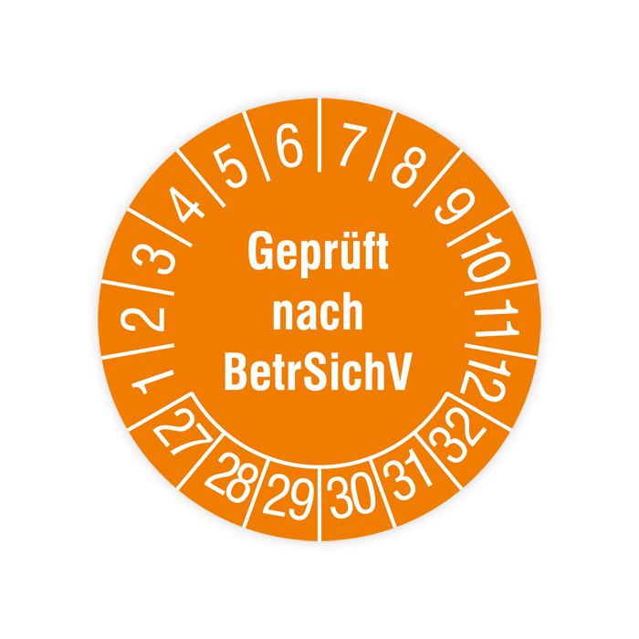 Prüfplakette, Geprüft nach BetrSichV, 2027, verschiedene Ausführungen
