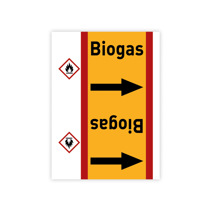Rohrleitungsband Biogas nach DIN 2403, in verschiedenen Ausführungen