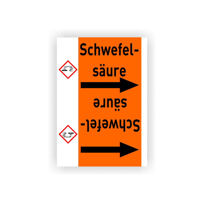 Rohrleitungsband Schwefelsäure nach DIN 2403, in verschiedenen Ausführungen