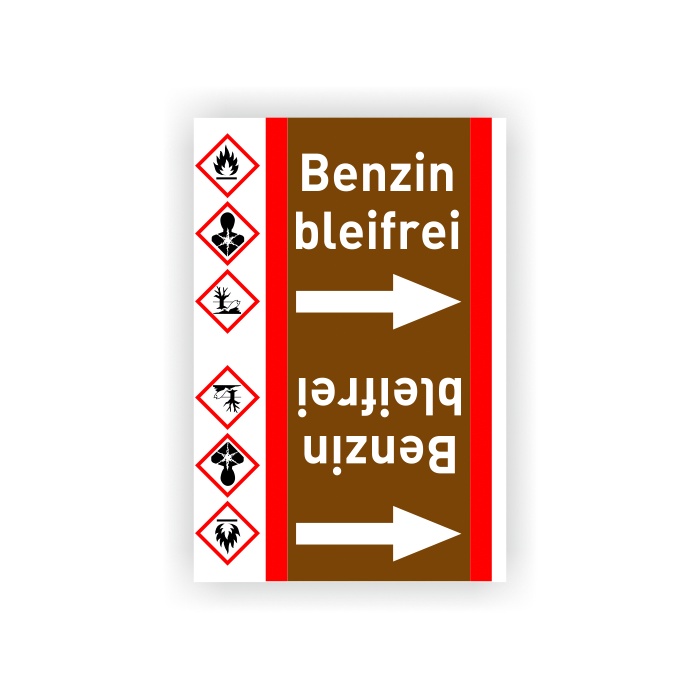 Rohrleitungsband Benzin bleifrei nach DIN 2403, in verschiedenen Ausführungen