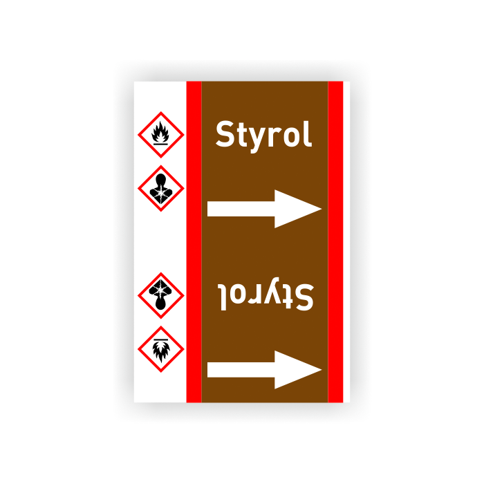 Rohrleitungsband Styrol nach DIN 2403, in verschiedenen Ausführungen