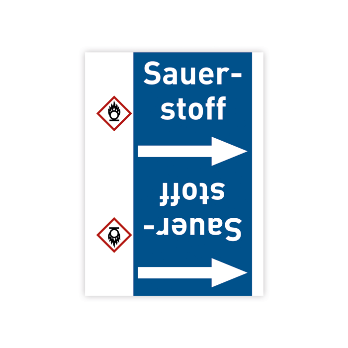 Rohrleitungsband Sauerstoff nach DIN 2403, in verschiedenen Ausführungen, Sauerstoff Gruppe 0