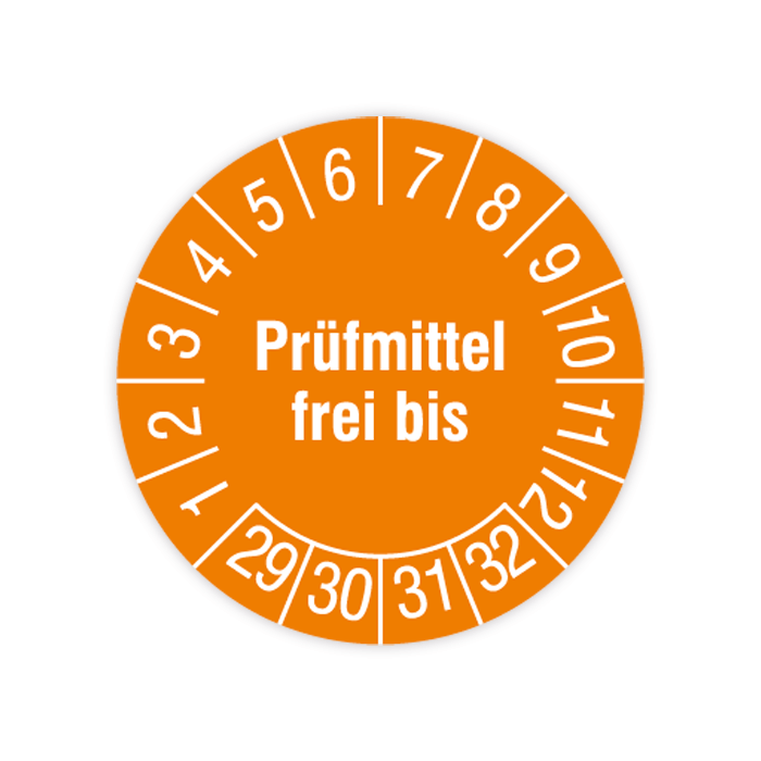 Prüfplakette, Prüfmittel frei bis, 2029 - 2032, in verschiedenen Ausführungen